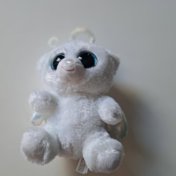 Vintage white Ty Beanie Boo 'Halo' the Angel Bear 6`` *Rare* No Hang Tag blue - Picture 1 of 3